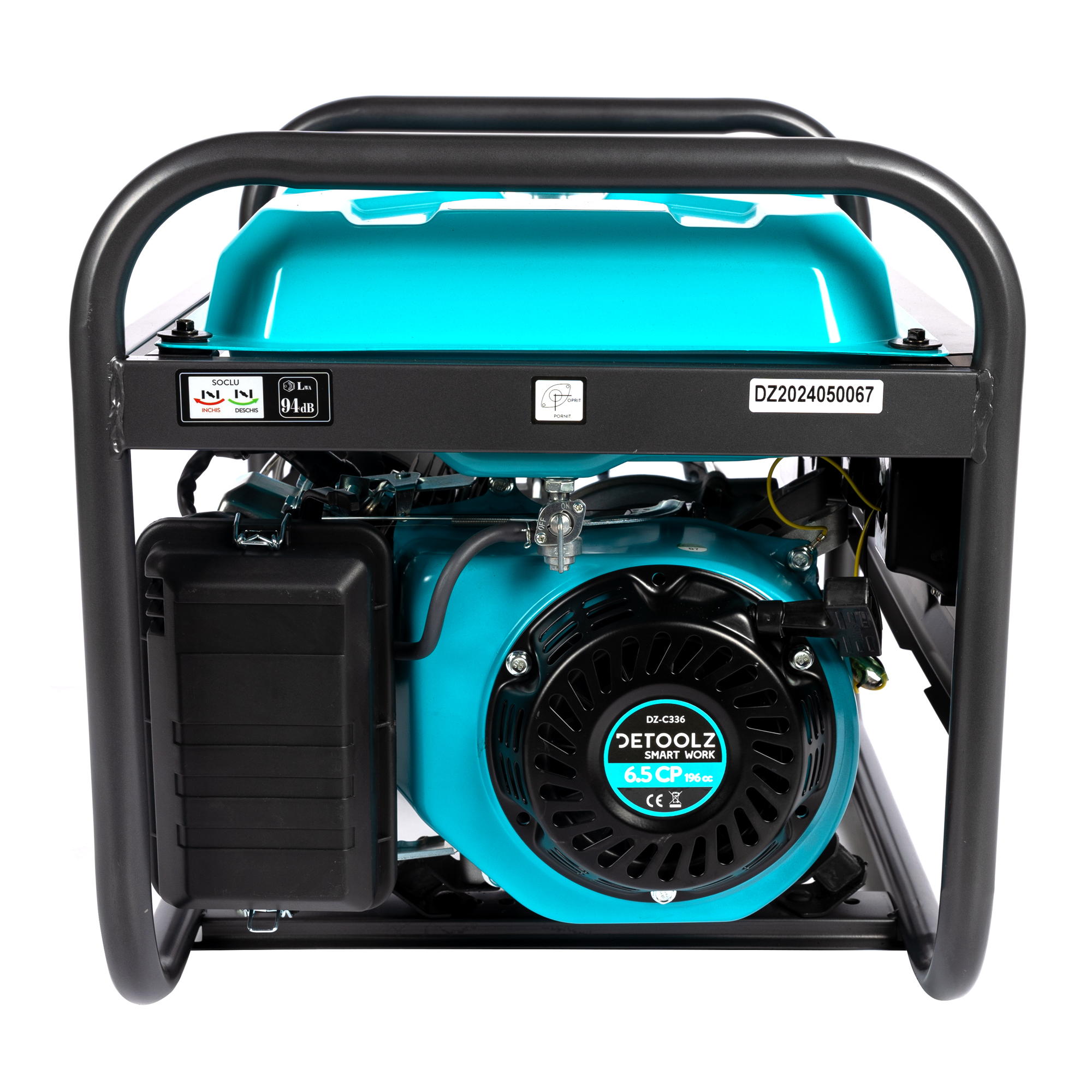 Generator Detoolz 2.5 kW 2 prize 230V benzina, 4T, pornire manuala 15L fara roti G01