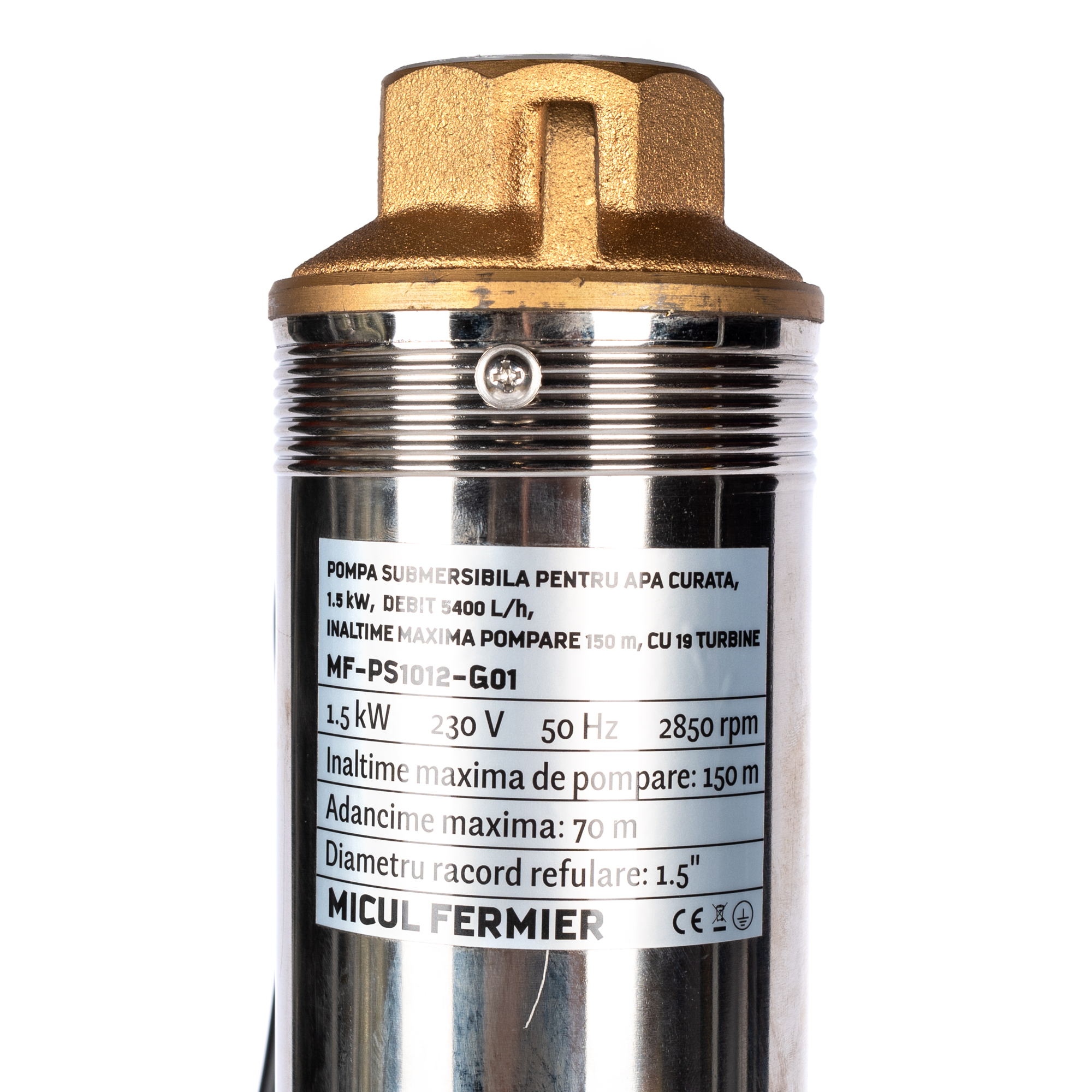 Pompa submersibila pentru apa curata Micul Fermier, 1.5 KW, debit 5400 l/h, inaltime maxima pompare 150 m, 19 turbine
