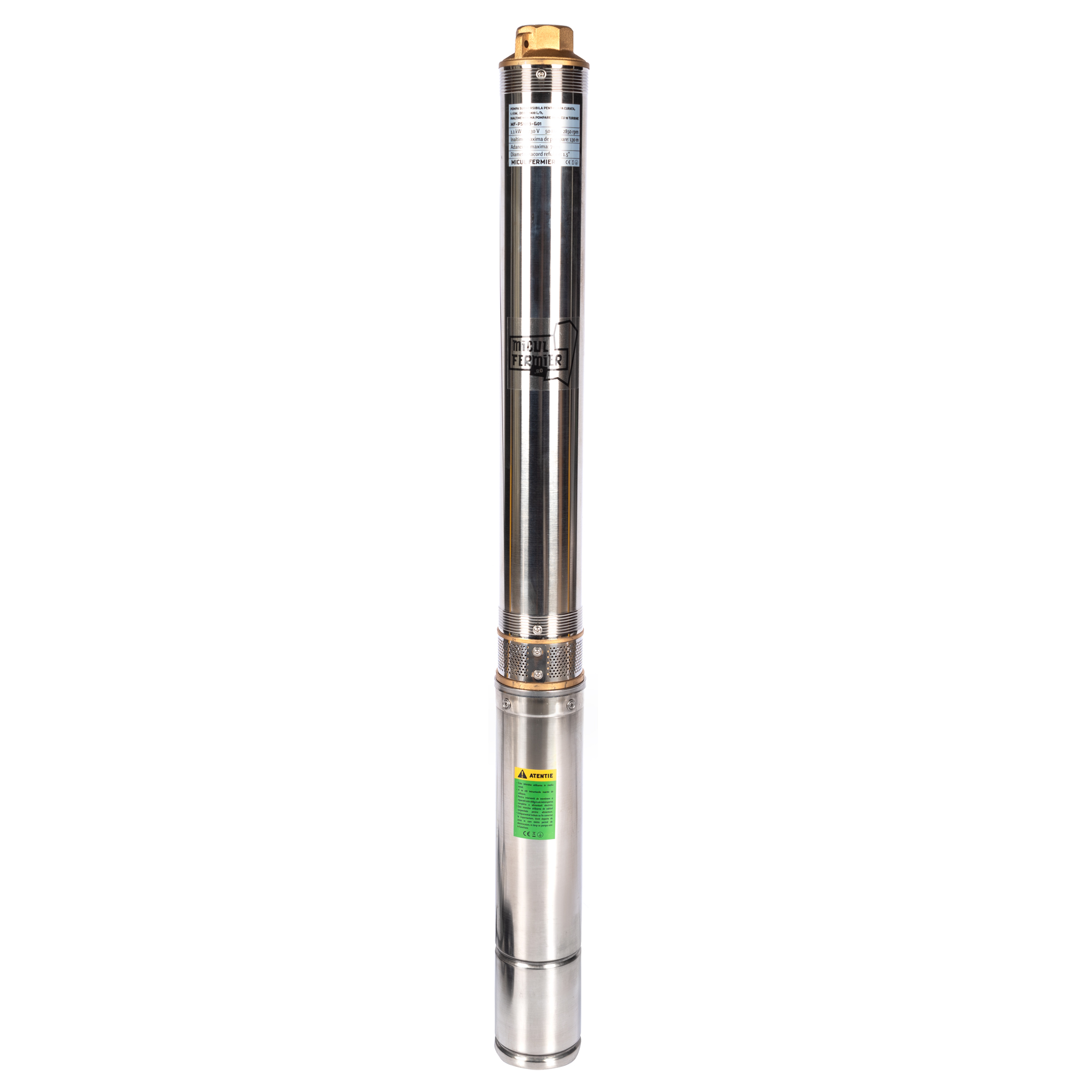 Pompa submersibila pentru apa curata Micul Fermier, 1.1 KW, debit 5400 l/h, inaltime maxima pompare 130 m, 16 turbine