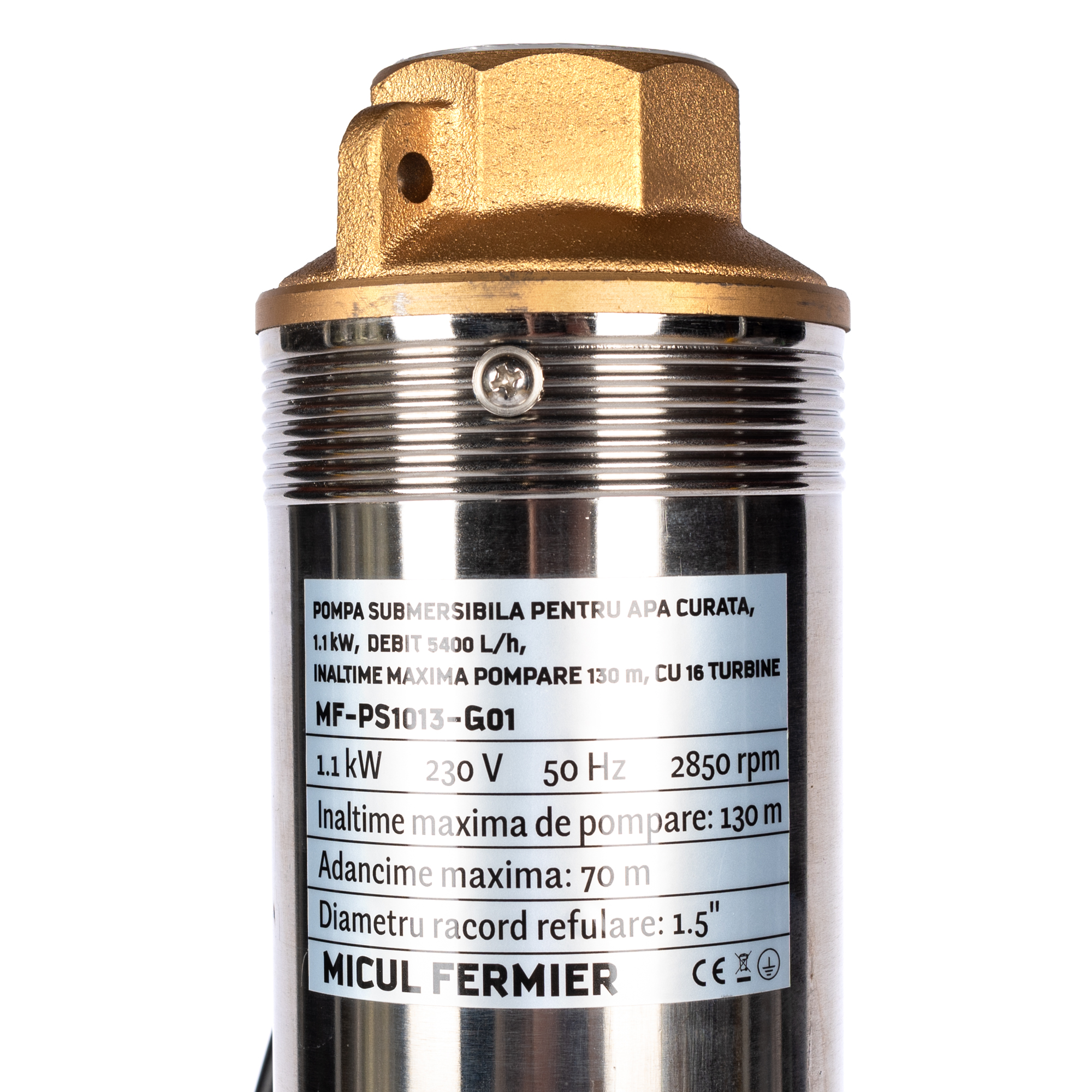 Pompa submersibila pentru apa curata Micul Fermier, 1.1 KW, debit 5400 l/h, inaltime maxima pompare 130 m, 16 turbine