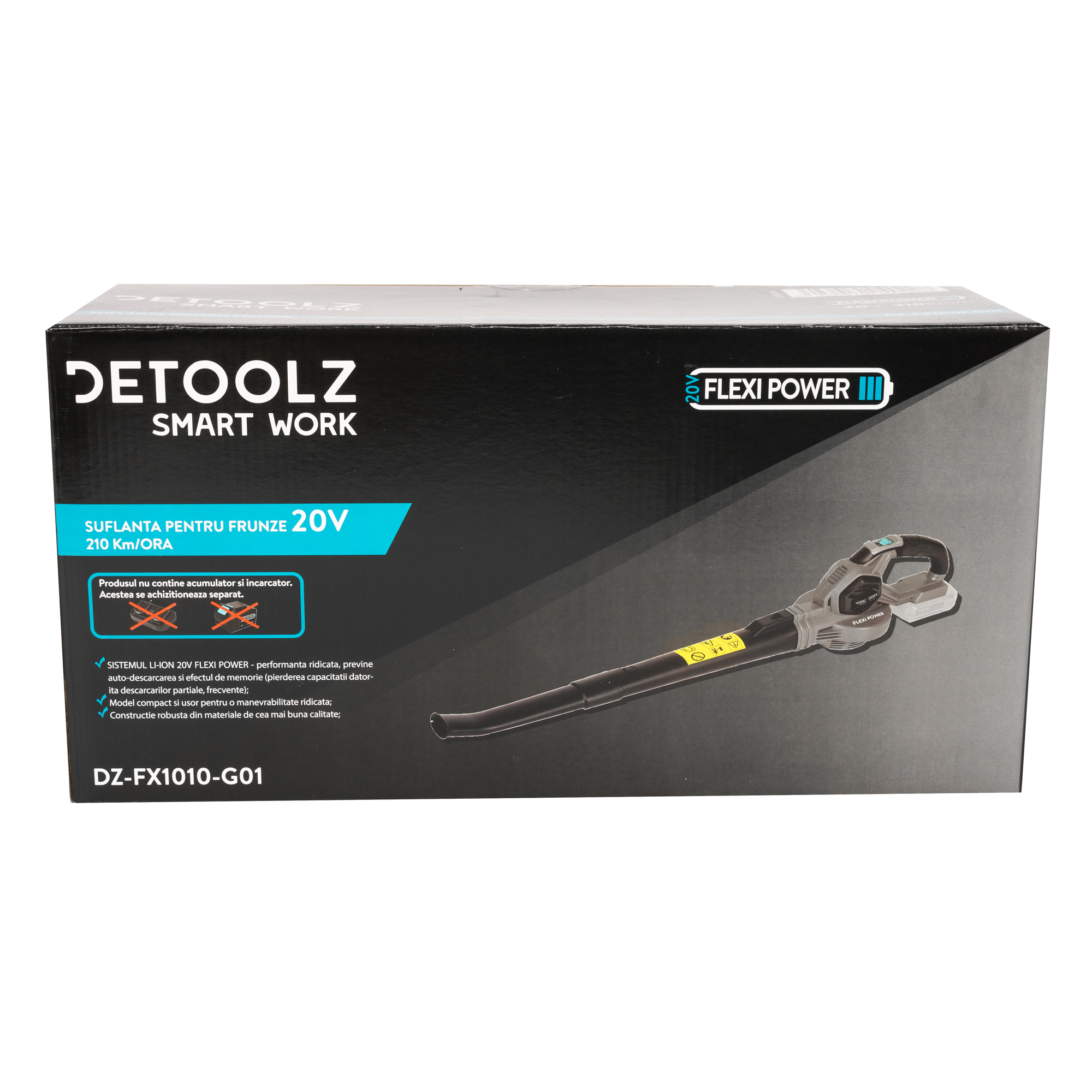 Suflanta pentru frunze Detoolz, 20 V, 210 Km/h, fara acumulator, fara incarcator