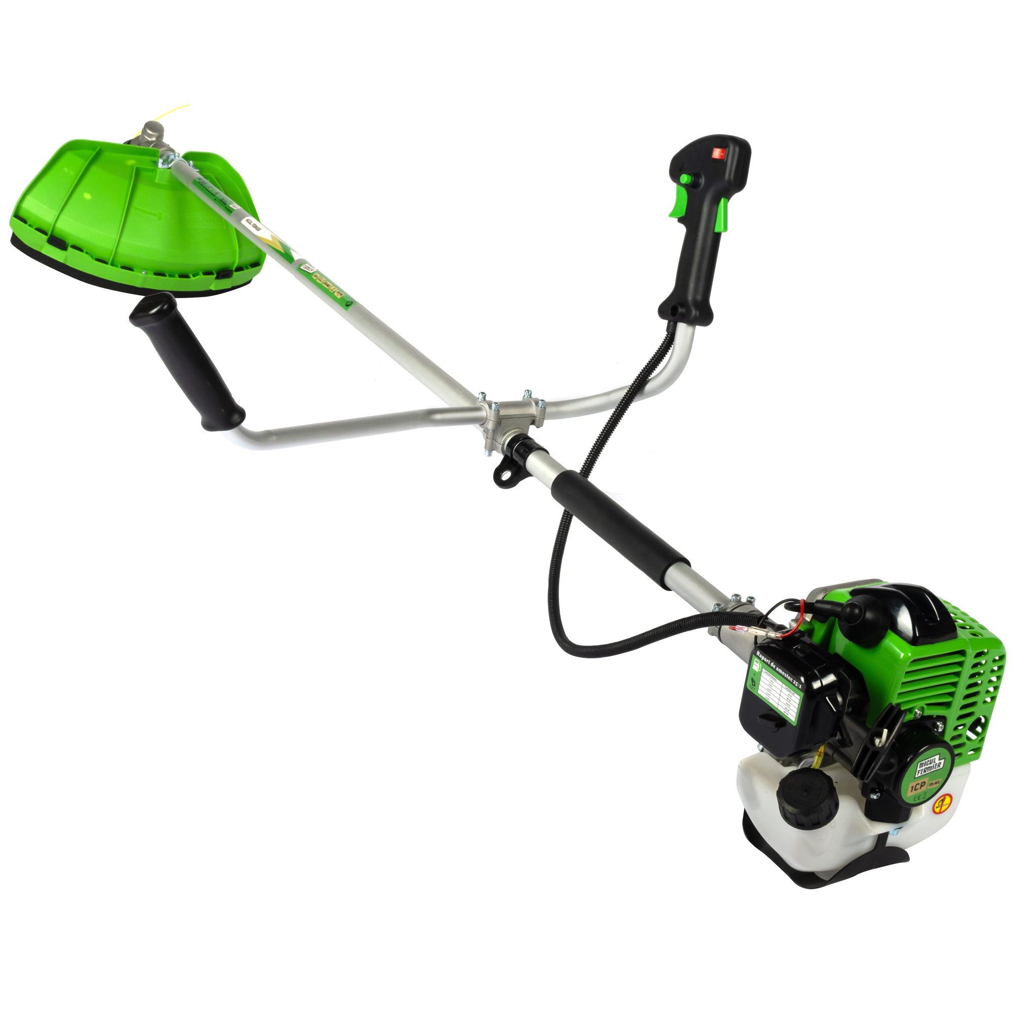 Motocositoare benzina MICUL FERMIER MF-MC1005-G01, T4350, 1 CP, 8.5 kg, 25.4 CC, motor benzina 2 timpi, pornire rapida, 3 accesorii, tija 26 mm