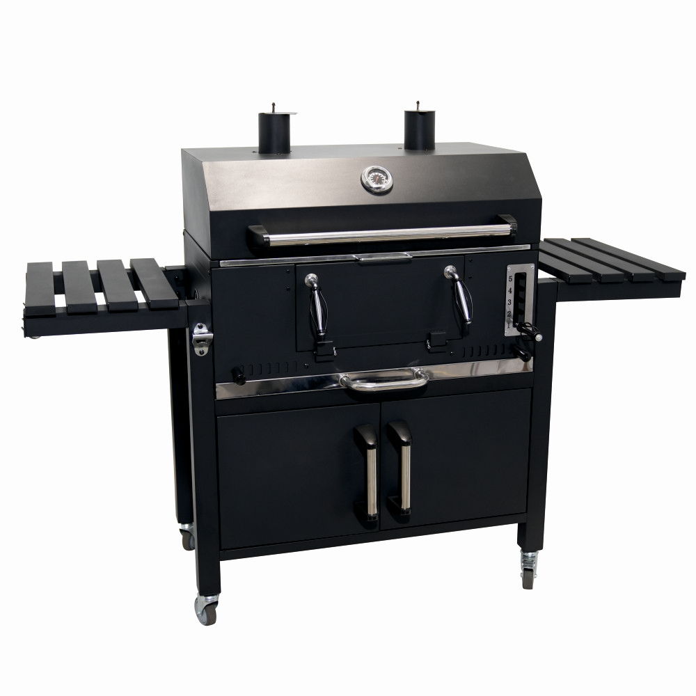 Gratar pe carbuni KLUGMEISTER FT01-070, material otel (husa inclusa), cu capac si roti de deplasare, suprafata gatire 72x43 cm
