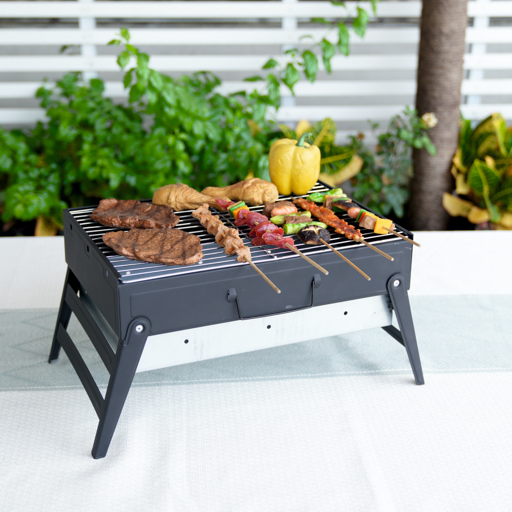 Gratar pe carbuni KLUGMEISTER KYCG02-B, material otel, inaltime gatire 24 cm, dimensini 43.5x29x24 cm