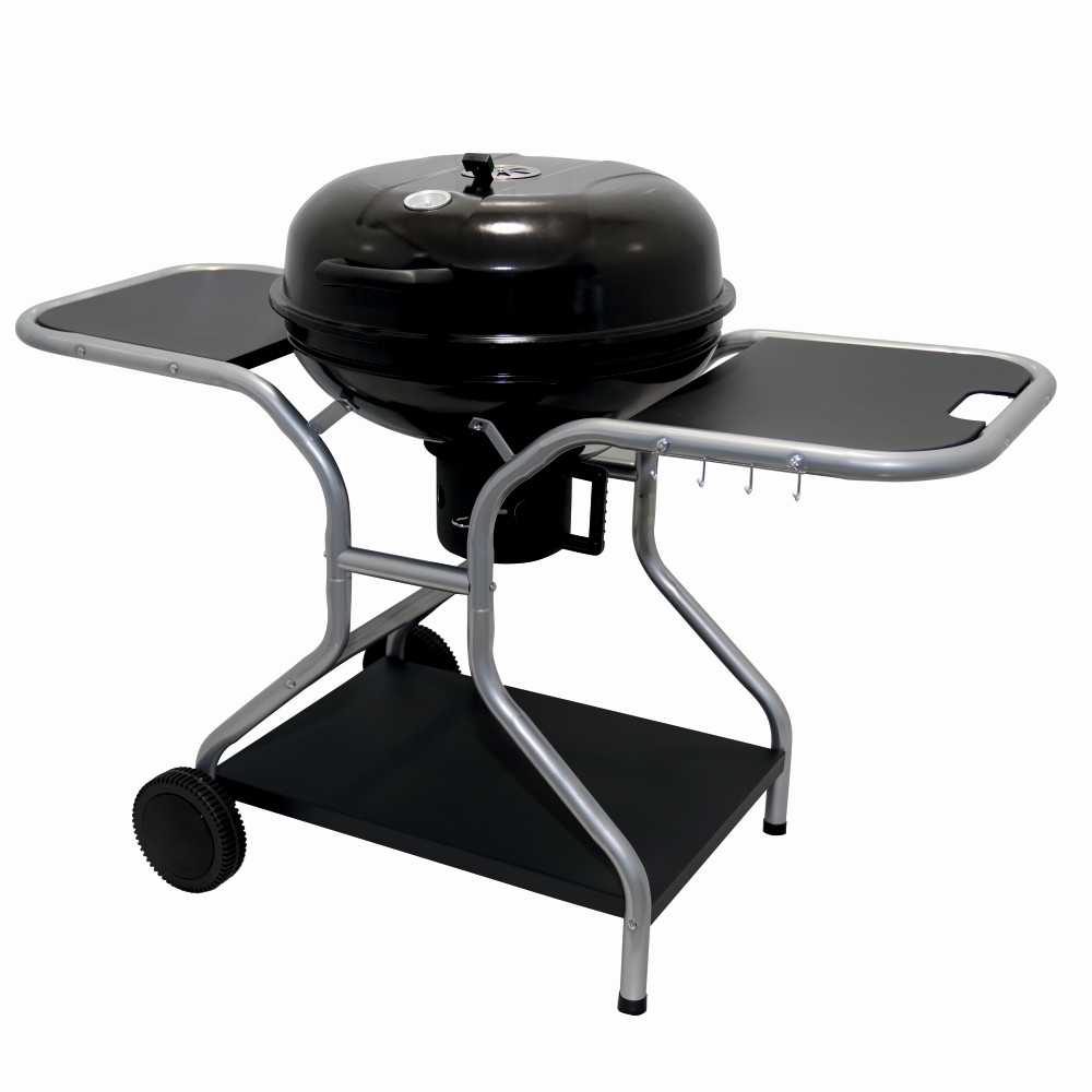 Gratar pe carbuni KLUGMEISTER KY22020T, material otel, cu capac si roti de deplasare, inaltime gatire 78 cm, dimensiuni 133x67x98 cm