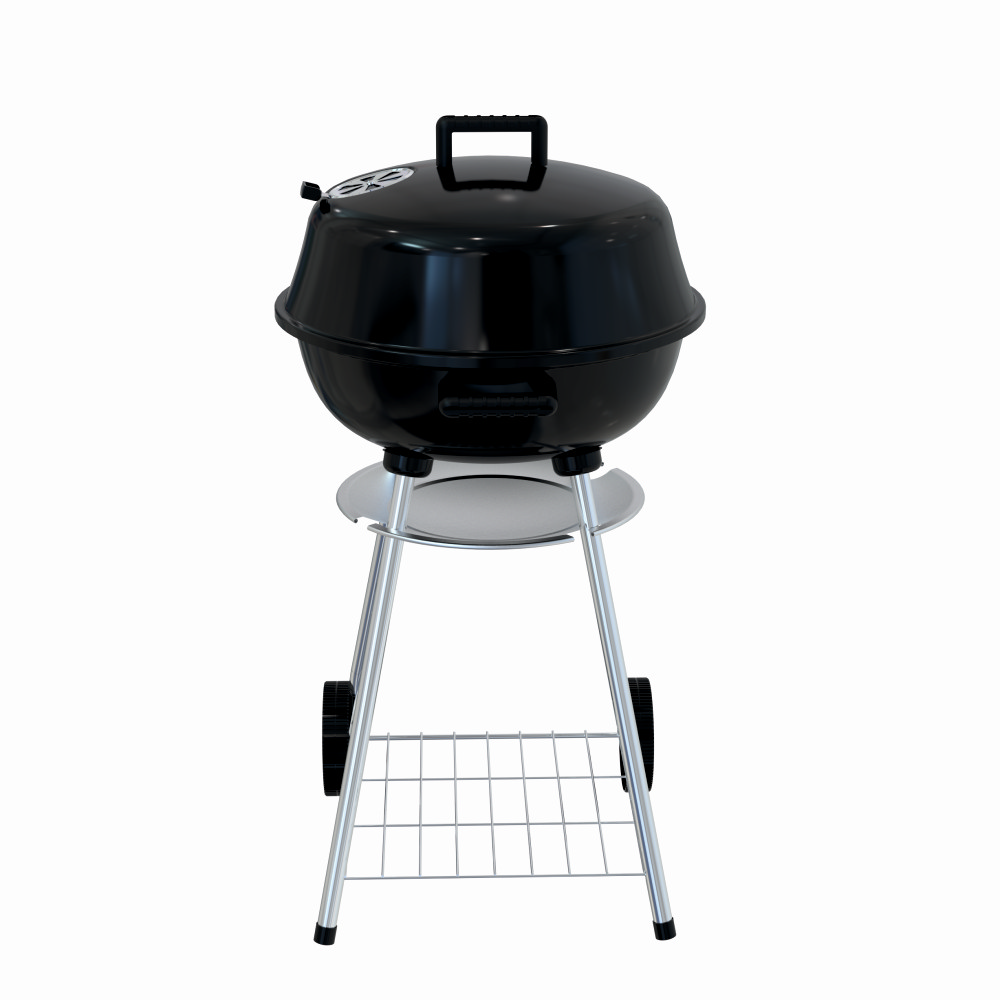 Gratar pe carbuni KLUGMEISTER KY22018A, material otel, cu capac si roti de deplasare, diametru gatire 54 cm, inaltime gatire 78 cm