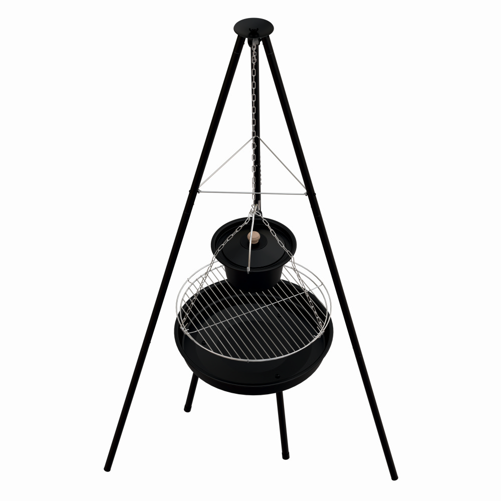 Gratar pe carbuni KLUGMEISTER KY23020A, material otel, suspendat, cu trepied, diametru 49 cm