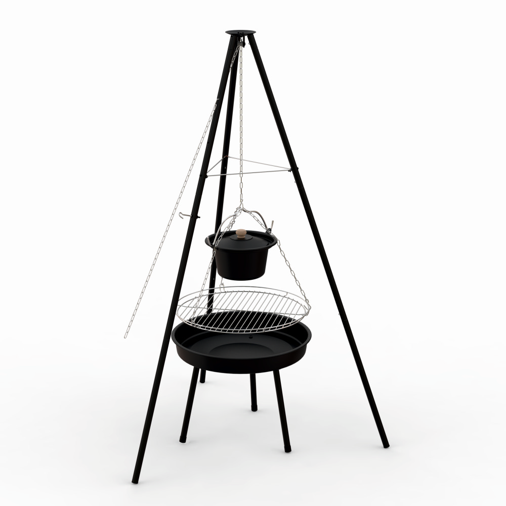 Gratar pe carbuni KLUGMEISTER KY23020A, material otel, suspendat, cu trepied, diametru 49 cm