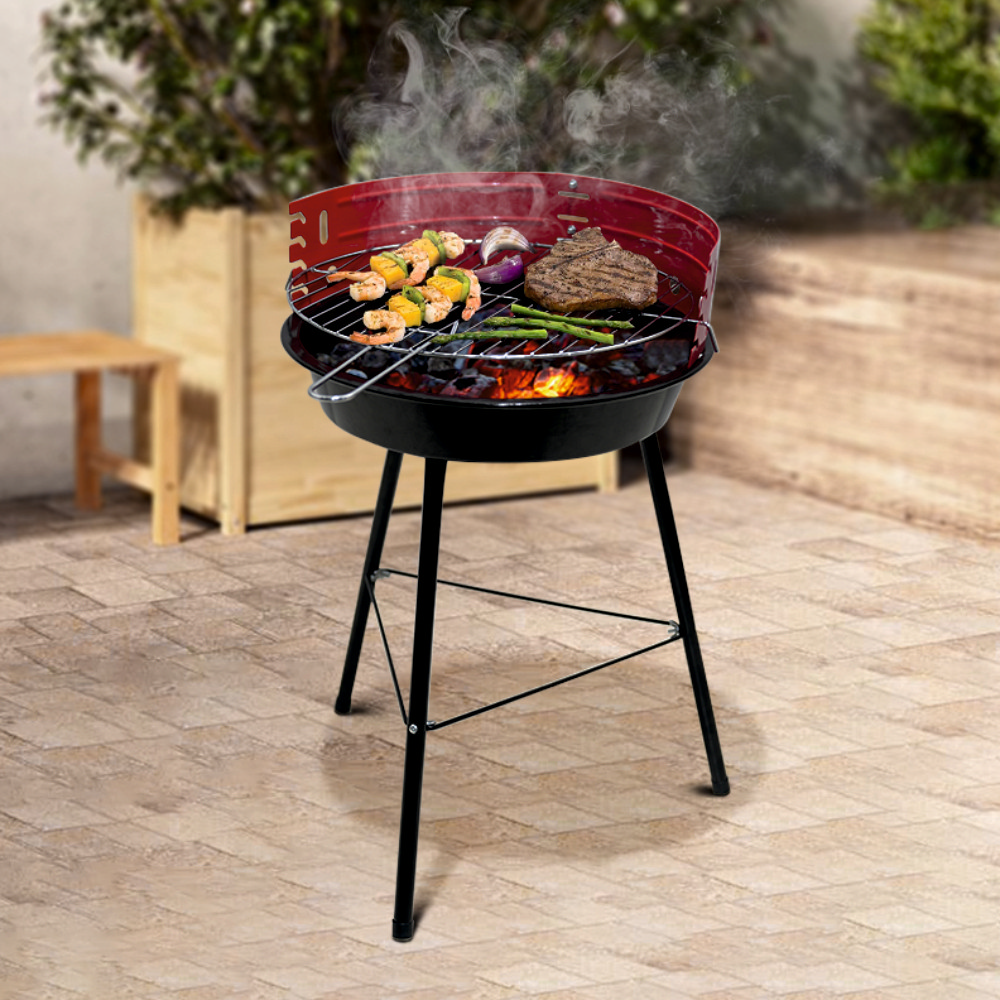 Gratar pe carbuni KLUGMEISTER KY23014, material otel, circular, portabil, inaltime gatire 53 cm, diametru gratar 33 cm