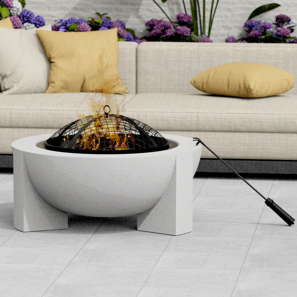 Semineu pentru terasa KLUGMEISTER KY7347FP, material otel cu baza din oxid de magneziu, dimensiuni 73x73x46 cm