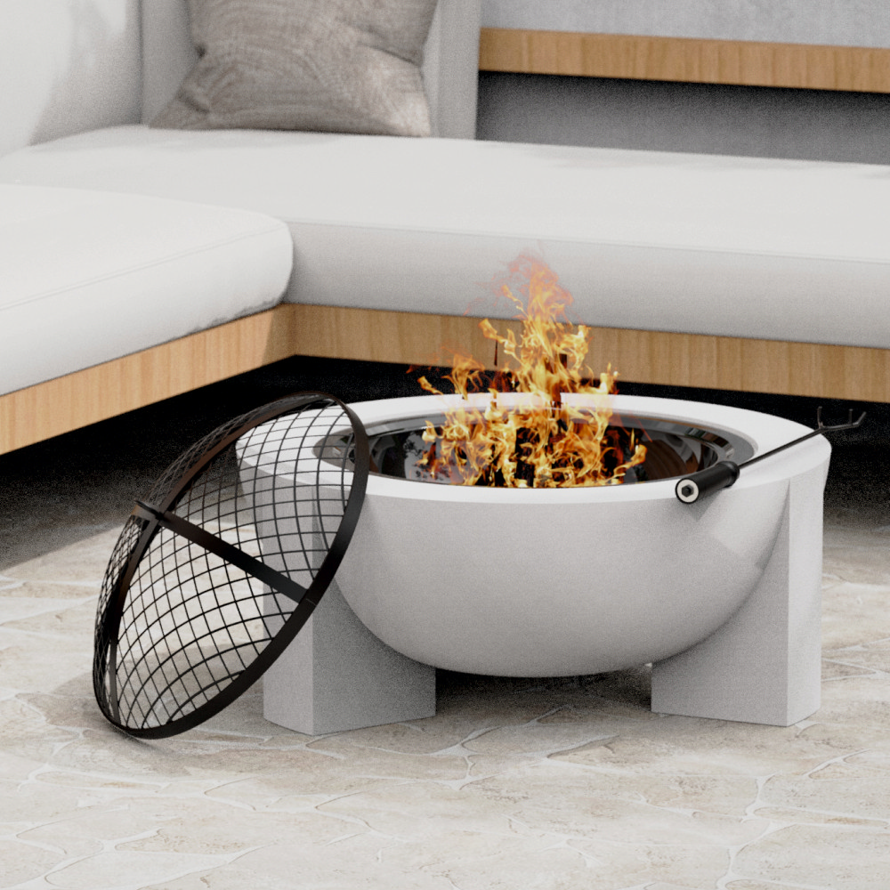 Semineu pentru terasa KLUGMEISTER KY7347FP, material otel cu baza din oxid de magneziu, dimensiuni 73x73x46 cm