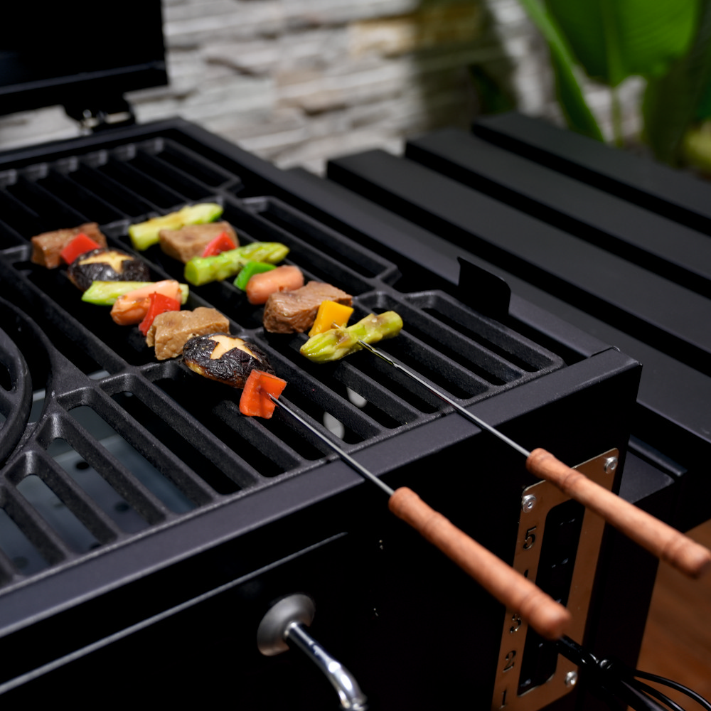 Set frigarui pentru gratar 6 piese KLUGMEISTER KY3931, material inox, maner de lemn