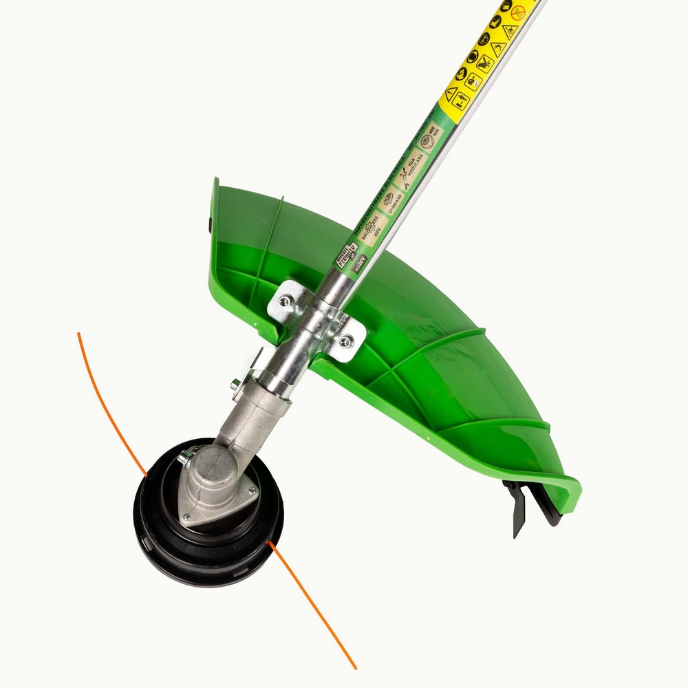 Motocoasa / Trimmer electric Micul Fermier MF-MX1011-G01, 20 V, 2 acumulatori 4 Ah, maner dublu, motor fara perii, tija modulara 1335 mm, motor fara perii
