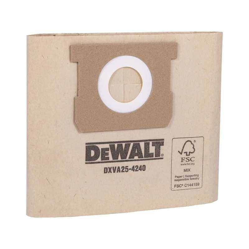 Set 3 saci de hartie Dewalt DXVA25-4240, pentru DXV15T, durabilitate sporita, hartie rezistenta la rupere