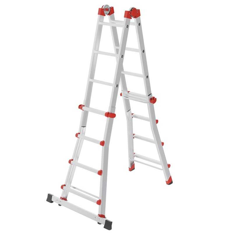 Scara aluminiu Hailo M80 7516007, multifunctionala, 4 X 4 trepte, reglabila, manere de blocare pentru ajustarea inaltimii