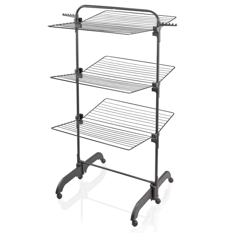 Uscator rufe Leifheit Comfort Tower 420 Black 81691, inaltime 1.45 m, 76.5 x 70 cm, pliabil, cu roti multidirectionale