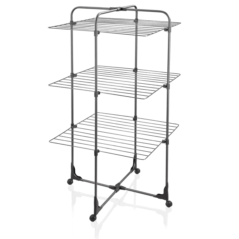 Uscator rufe Leifheit Classic Tower 270 Black 81470, prevazut cu roti multidirectionale, pliabil