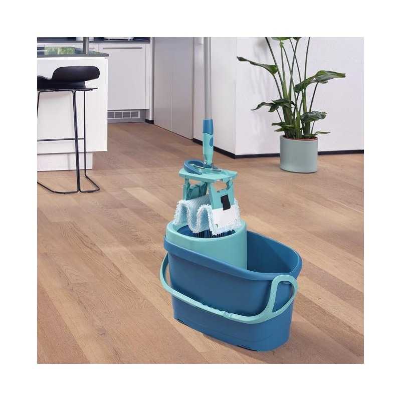 Set curatenie Leifheit Clean Twist M Ergo 52120, mop plat si galeata, coada telescopica de la 109 cm la 140 cm