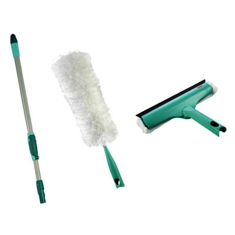 Set de curatare a geamurilor si prafului Leifheit 45555, coada telescopica de la 80 cm pana la 135 cm, latime 32 cm
