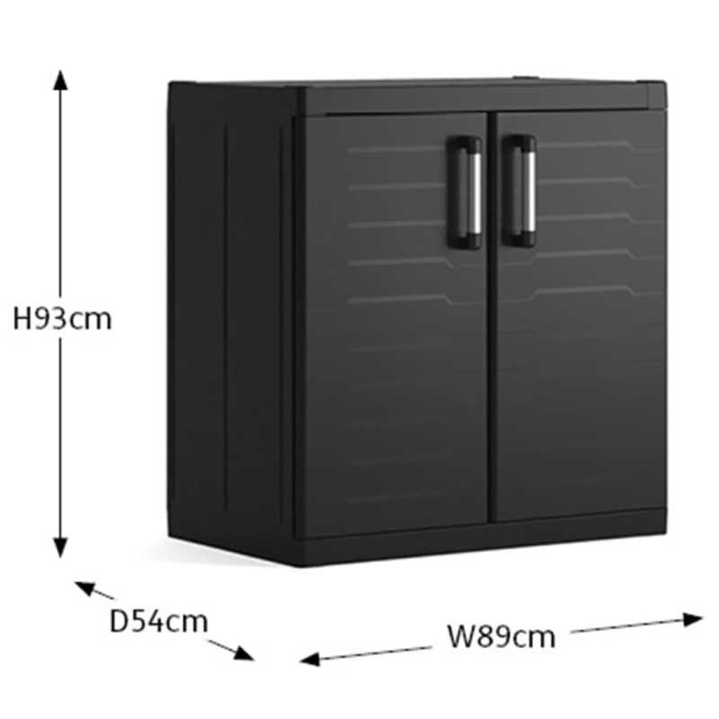 Dulap Keter Detroit XL 9695100, polipropilena, 2 rafturi, 89 x 54 x 93 cm, inchidere cu lacat, 2 usi cu manere, pentru garaj sau boxa