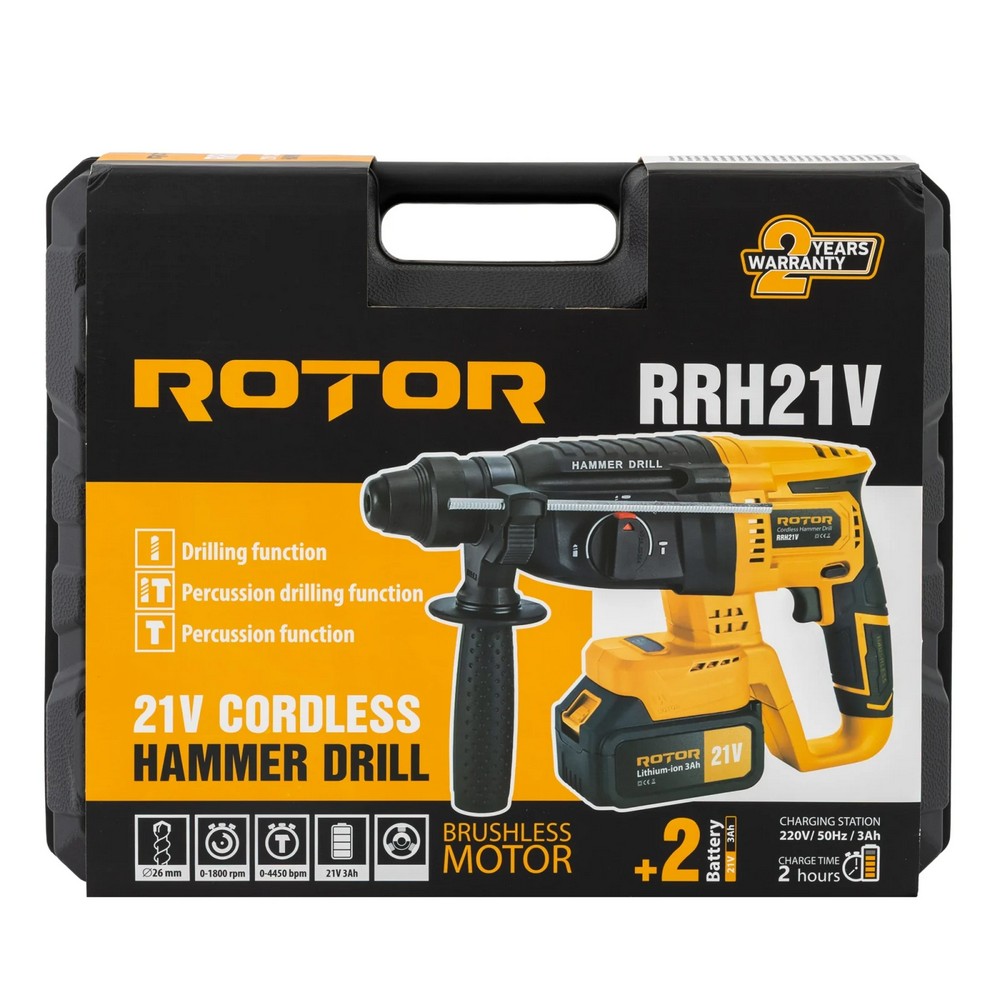 Ciocan rotopercutor cu acumulator RRH21V ROTOR 14521, 21 V / 3 Ah, 1800 rpm, 4450 bpm