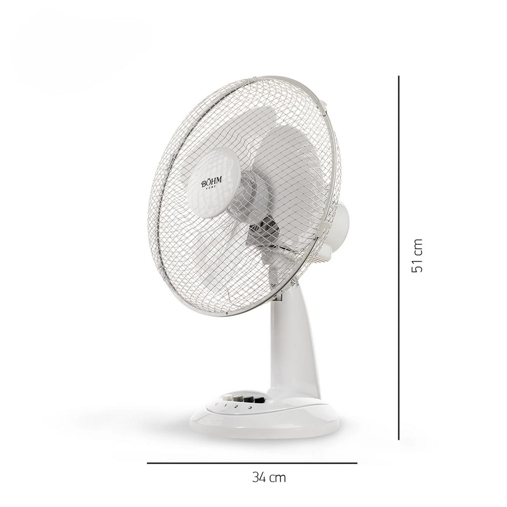 Ventilator de birou BOHM 15266, 12 inch, 3 viteze, 40 W