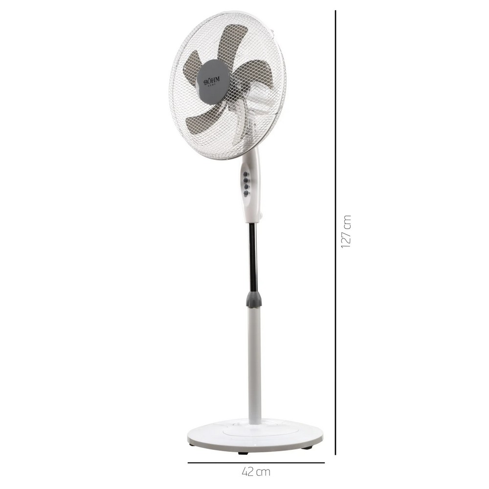 Ventilator de podea BOHM 15267, 16 inch, 3 viteze, 50 W, inaltime reglabila pana la 125 cm