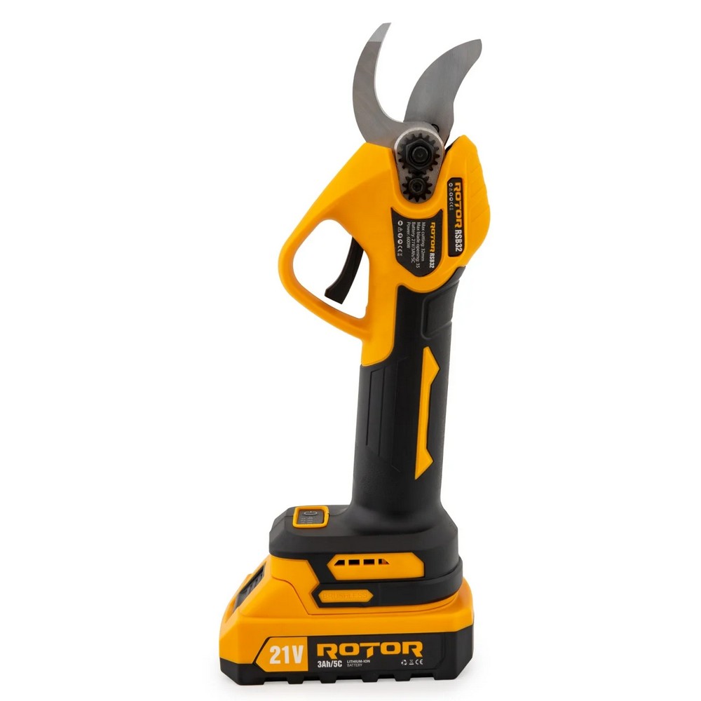 Foarfeca de gradina pe acumulator ROTOR 15711, 600 W, motor electric fara perii, 2 acumulatori, 21 V, 3 Ah