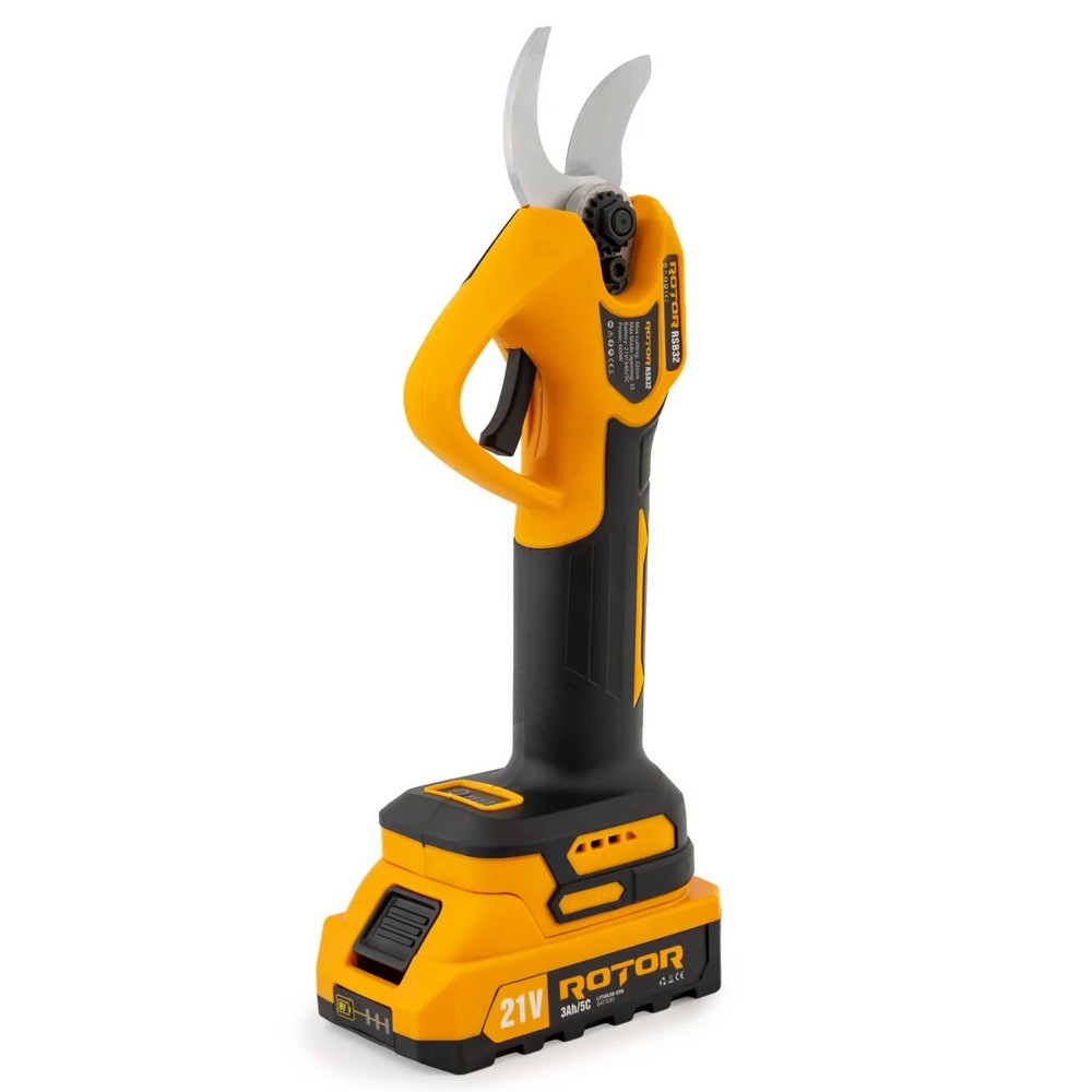 Foarfeca de gradina pe acumulator ROTOR 15711, 600 W, motor electric fara perii, 2 acumulatori, 21 V, 3 Ah
