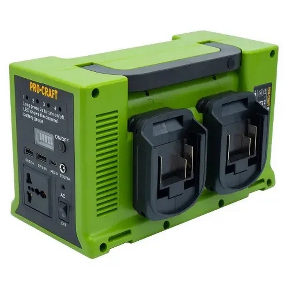 Invertor portabil pe acumulator PROCRAFT 15796, 330 W, 12 V / 5 A, lanterna LED integrata, 10 W / 6 W