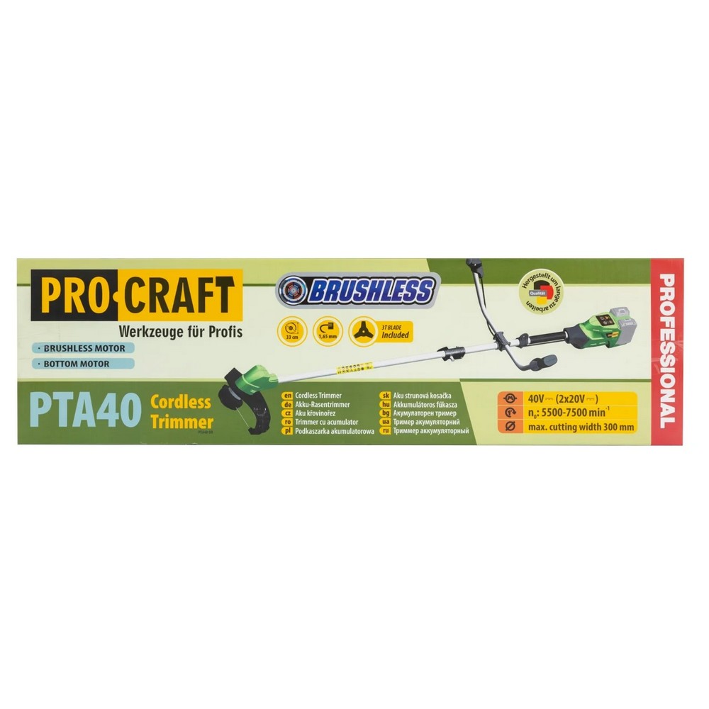 Trimmer pentru tuns gazon / iarba pe acumulator PROCRAFT 16076, fara acumulator si incarcator, 5500 / 7500 rpm