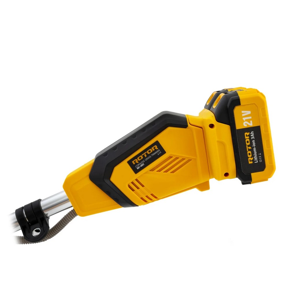 Trimmer pe acumulator ROTOR 16376, 2 acumulatori 21 V, motor electric fara perii, 850 W