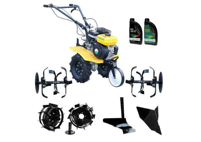 Motocultor ProGARDEN PAC703C, 7 CP, plug simplu plus plug bilonat / rarita, 2 roti metalice 350 x 6, 2 L ulei