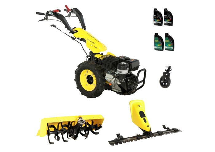 Pachet motocultor ProGARDEN PACU16B, 14 CP, bara cosire, roata sustinere, freza tractata, 4 L ulei