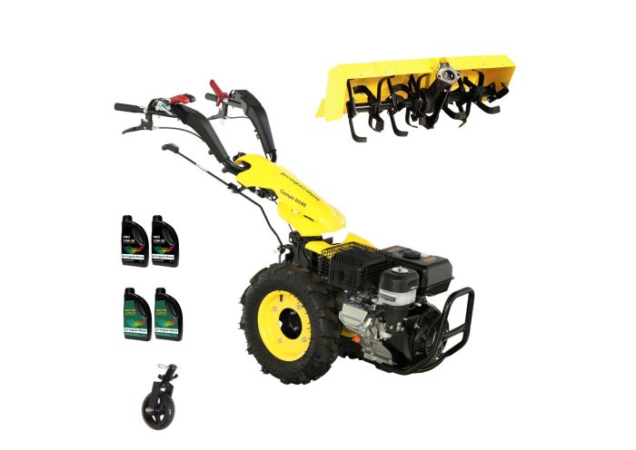 Pachet motocultor ProGARDEN PACU16A, 14 CP, roata sustinere, freza tractata, 4 L ulei
