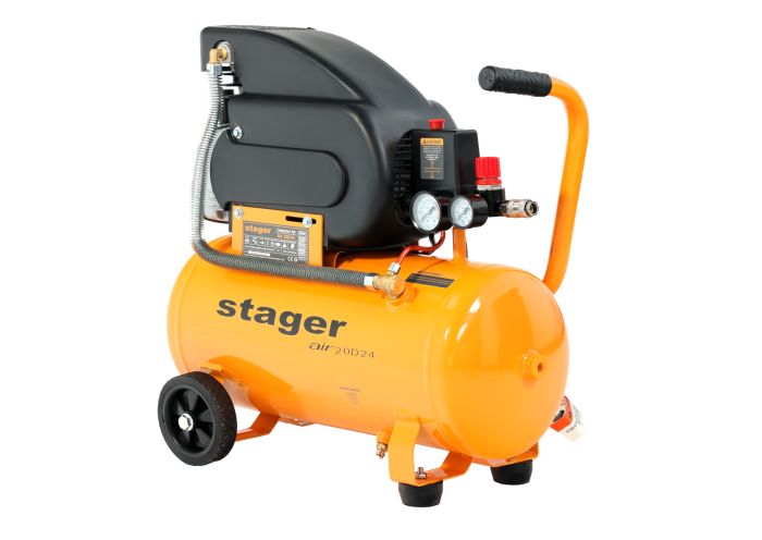 Compresor aer STAGER 4530100005, 24 L, 8 bar, 200 L / min, monofazat, angrenare directa