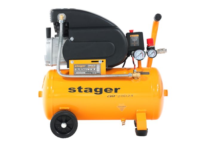 Compresor aer STAGER 4530100005, 24 L, 8 bar, 200 L / min, monofazat, angrenare directa