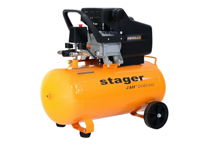 Compresor aer STAGER 4530100006, 50 L, 8 bar, 200 L / min, monofazat, angrenare directa