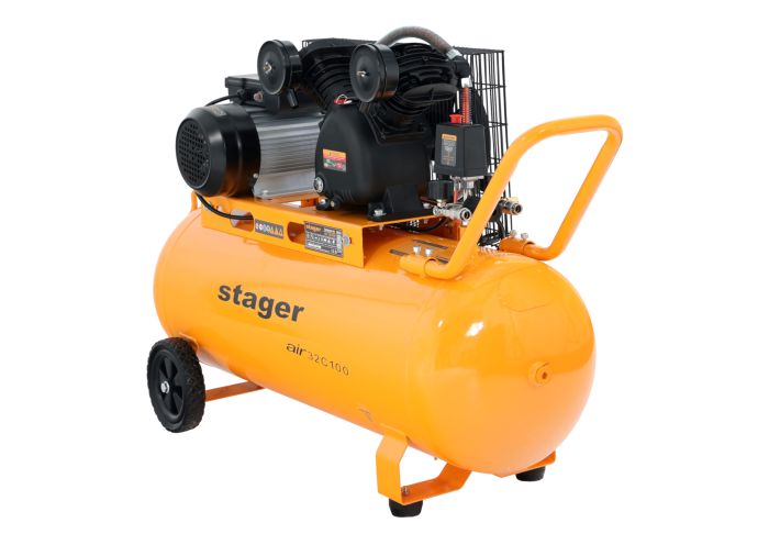 Compresor aer Stager 4530100009, 100 L, 10 bar, 324 L / min, monofazat, angrenare curea