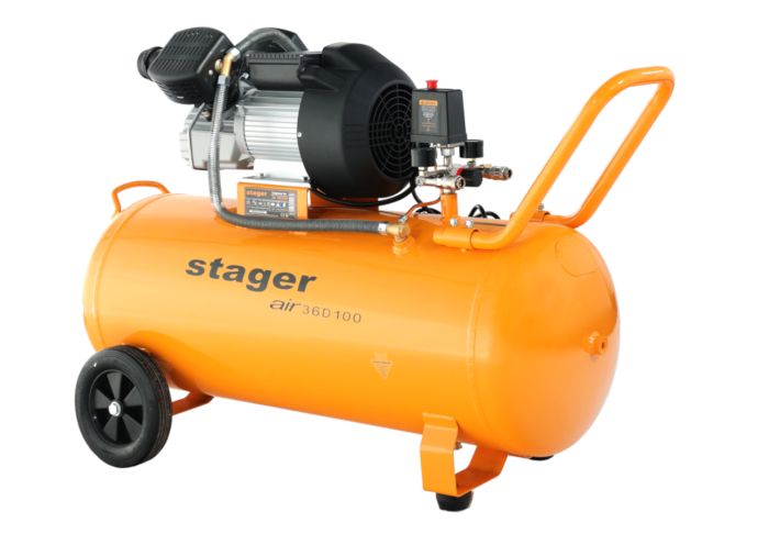 Compresor aer Stager 4530100011, 100 L, 10 bar, 356 L / min, monofazat, angrenare directa