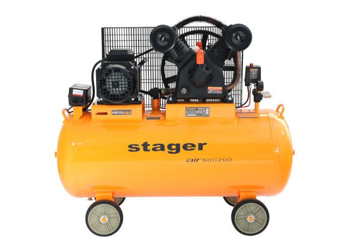 Compresor aer Stager 4530100012, 200 L, 10 bar, 600 L / min, trifazat, angrenare curea