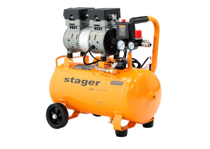 Compresor aer Stager 4530100007, 24 L, 8 bar, 135 L / min, monofazat, angrenare directa, silentios