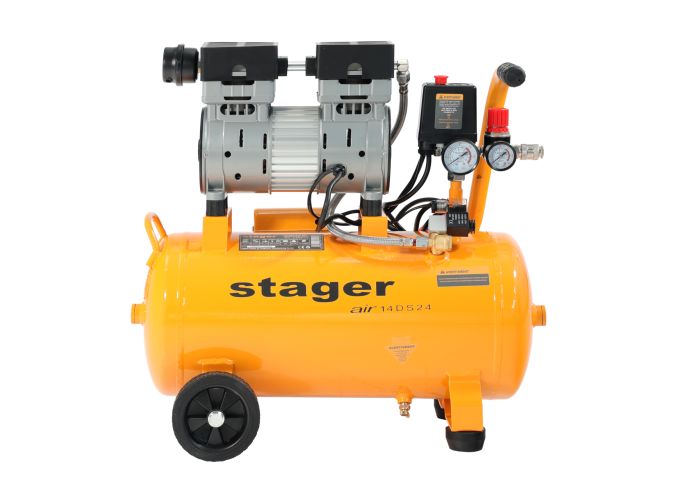 Compresor aer Stager 4530100007, 24 L, 8 bar, 135 L / min, monofazat, angrenare directa, silentios