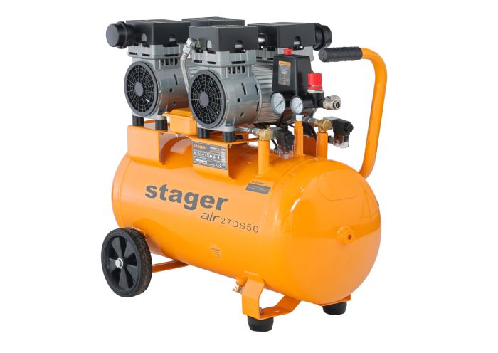 Compresor aer Stager 4530100008, 50 L, 8 bar, 270 L / min, monofazat, angrenare directa, silentios