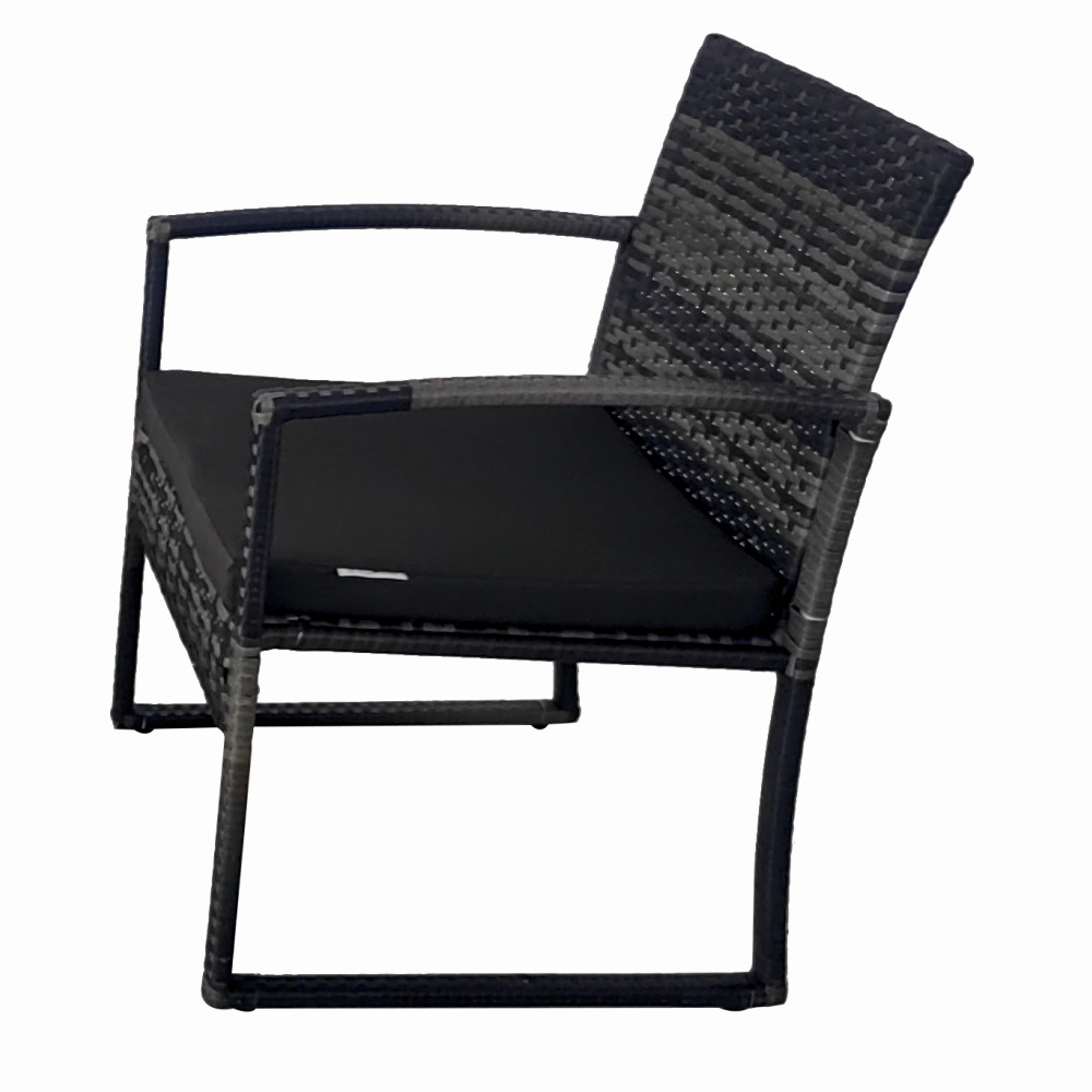 Set mobilier terasa/gradina tip ratan KLUGMEISTER KJF4965, canapea + doua fotolii + masuta din sticla securizata, culoare gri