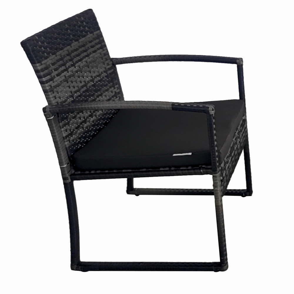 Set mobilier terasa/gradina tip ratan KLUGMEISTER KJF4965, canapea + doua fotolii + masuta din sticla securizata, culoare gri