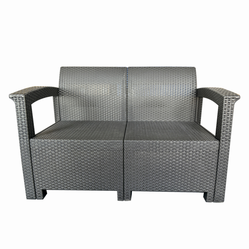 Set mobilier terasa/gradina tip ratan KLUGMEISTER KJF3132, canapea + doua fotolii + masa, culoare gri