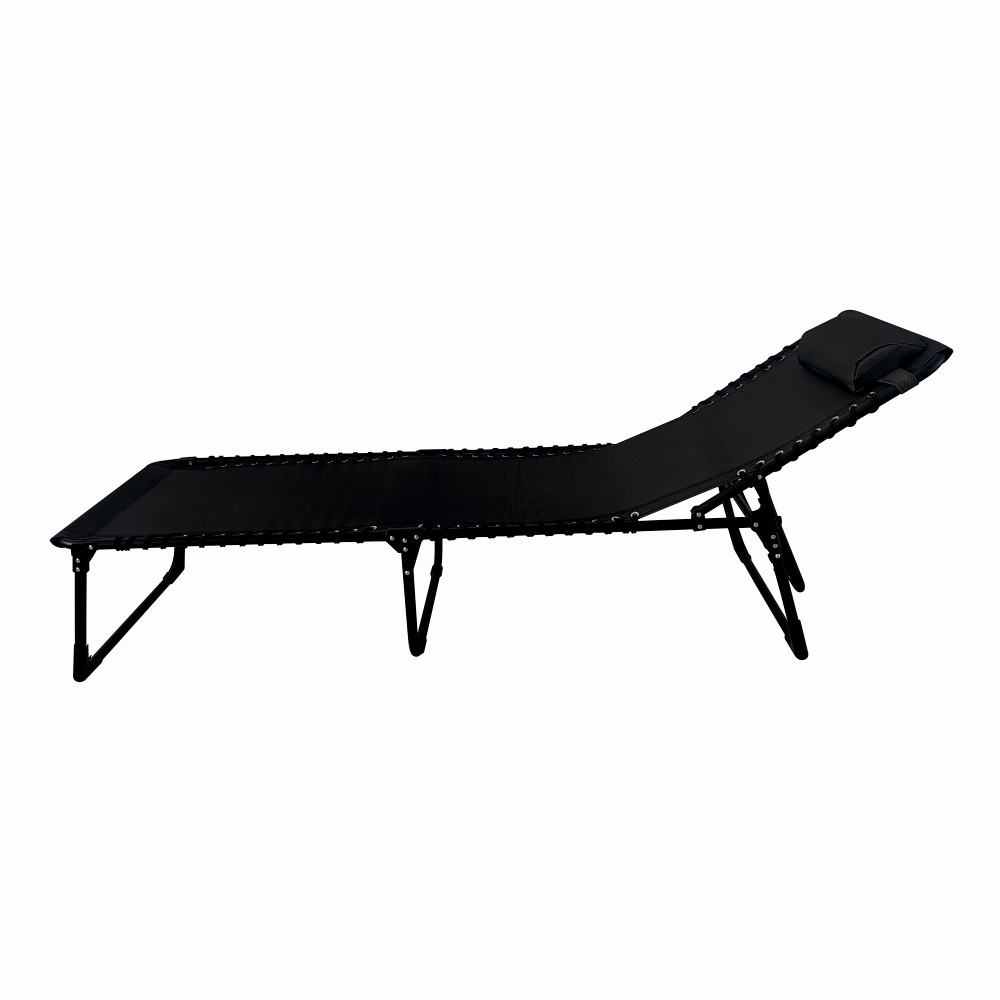 Sezlong pliabil din otel 189x59x34 cm din otel si fir textilene KLUGMEISTER KJF3797, culoare neagra