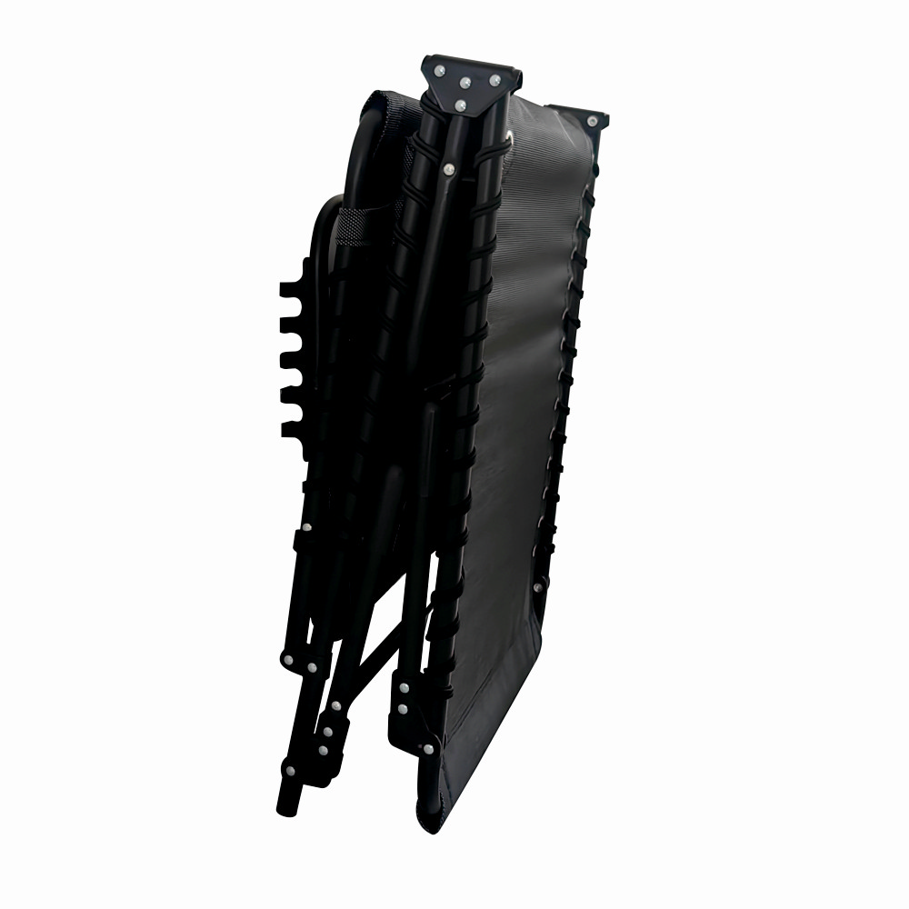 Sezlong pliabil din otel 189x59x34 cm din otel si fir textilene KLUGMEISTER KJF3797, culoare neagra