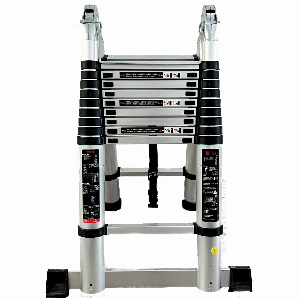 Scara telescopica din aluminiu cu balama MESTERINO TOOLS JL-102-2X3.1, 3.1+3.1 metri, 2x10 trepte, greutate maxima 150 kg